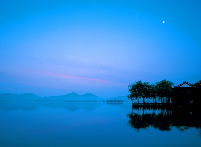 Autumn Moon over the Calm Lake